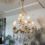Francuski mosiężny żyrandol kryształowy n957